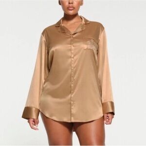 Skims Hotel Shine button Up Sleep Dress NWT *RARE* Kim Kardashian Large fits 4X